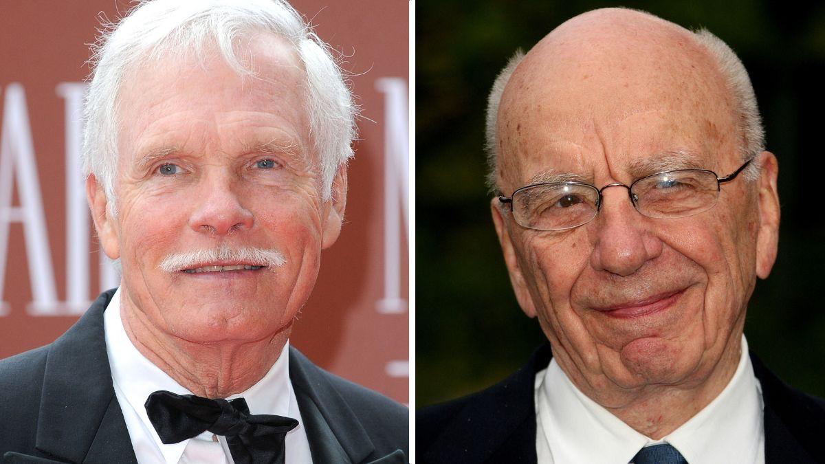 Split photo of Rupert Murdoch and Ted Turner