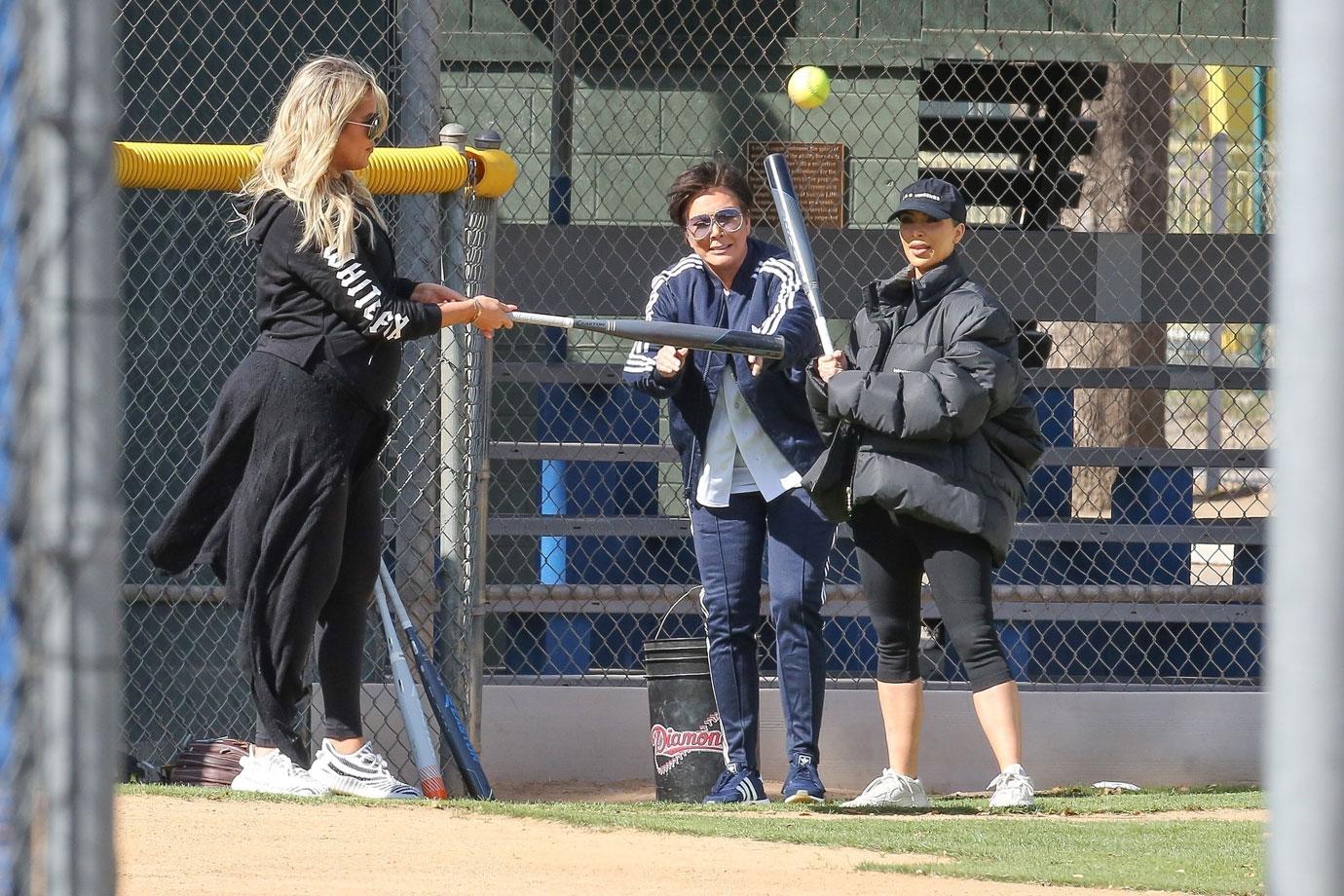 //Kardashian sisters kris jenner softball