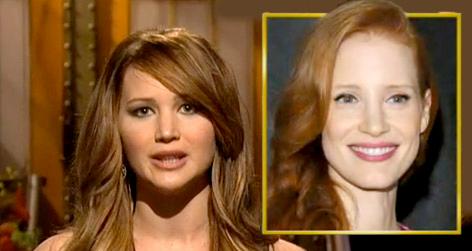 //jennifer lawrence jessica chastain snl square