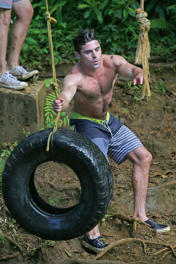 Zac Efron Shirtless Muscles Bathing Suit Lake