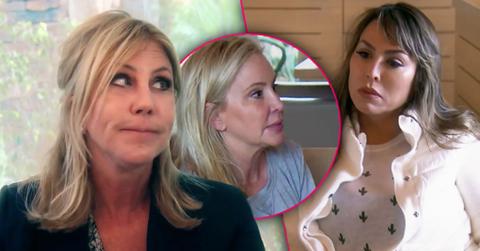 Vicki Ginvalson And Inset Of Shnnon Beador Looking Up At Inset Of Kelly Dodd RHOC