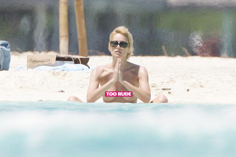 sharon stone nip slip bikini body topless beach pics