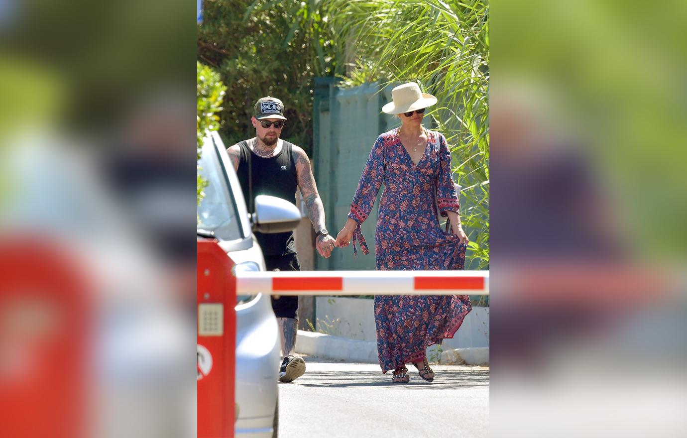 Cameron Diaz and Benji Madden strolling during holiday in St Tropez.