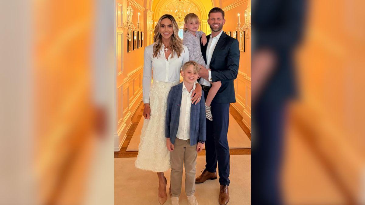 A photo of Eric Trump, Lara Trump, and their children