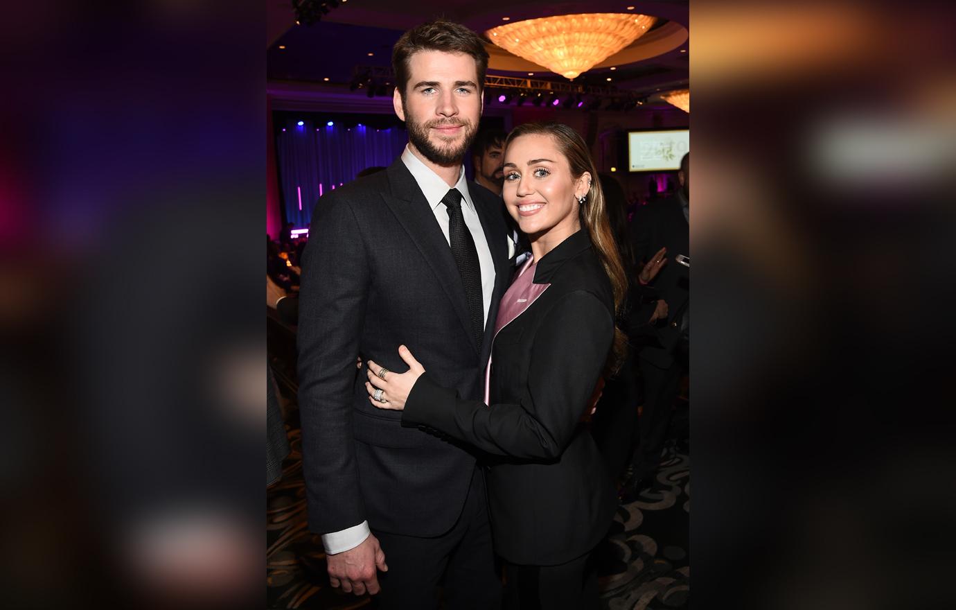Liam Hemsworth and Miley Cyrus The Women's Cancer Research Fund hosts An Unforgettable Evening, Cocktails, Beverly Wilshire