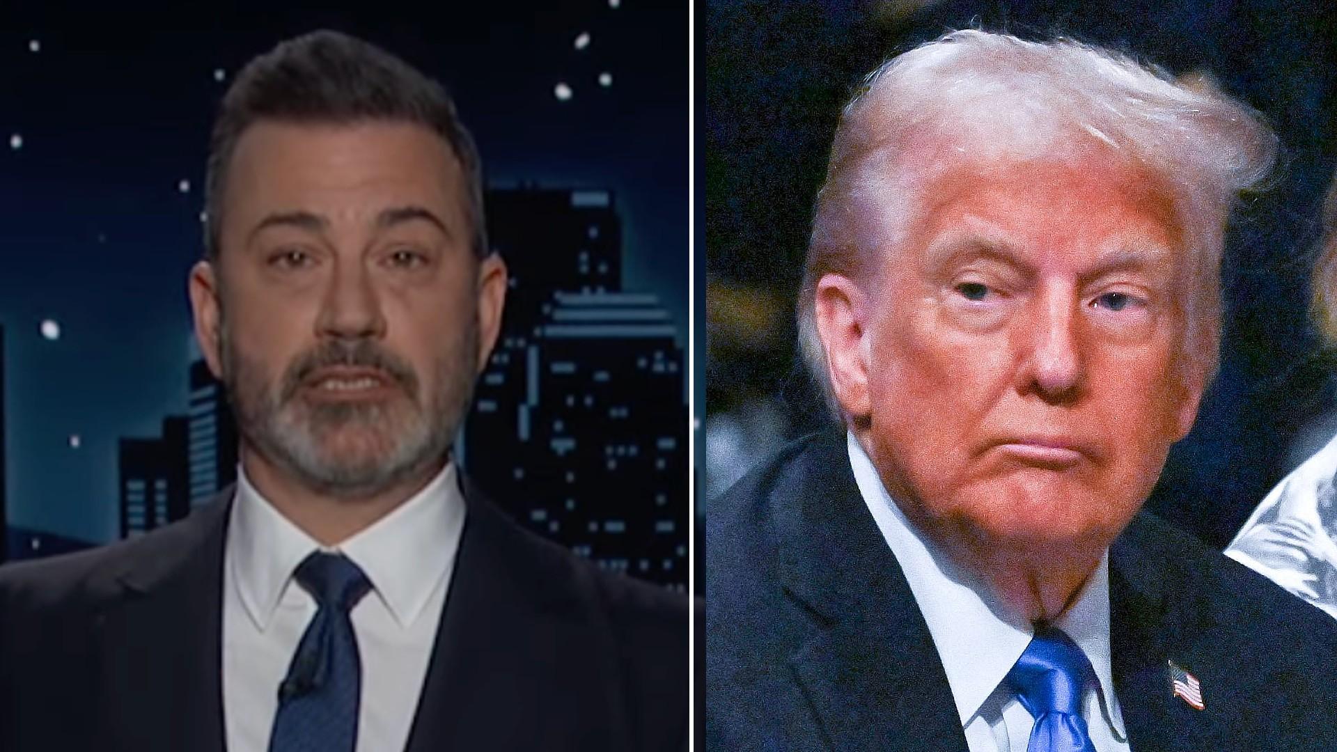 Split photo of Jimmy Kimmel, Donald Trump