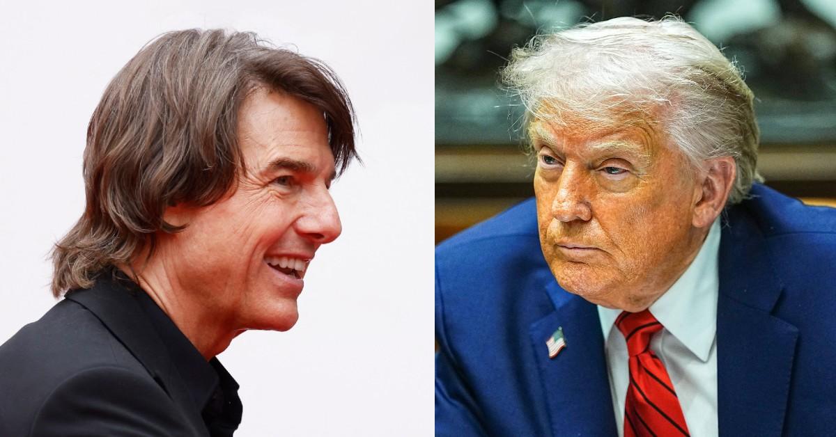 Split photo of Tom Cruise, Donald Trump