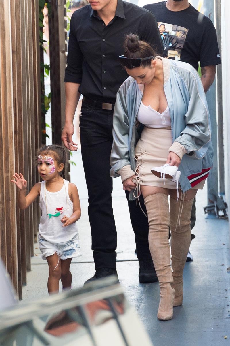 //Kim Kardashian Post Baby Body Thigh High Boots Tight Skirt Birthday Party