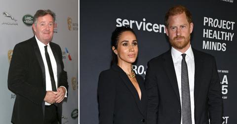 Split photo of Piers Morgan, Prince Harry and Meghan Markle
