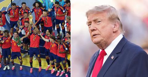 President Trump re-inserted himself into the Spanish soccer team's World Cup victory.