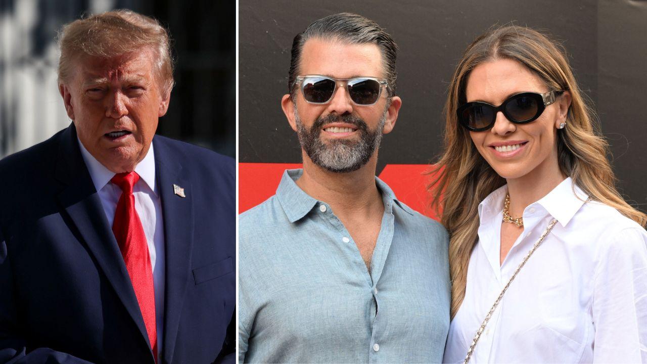 split image of Donald Trump, Don Jr and Bettina Anderson