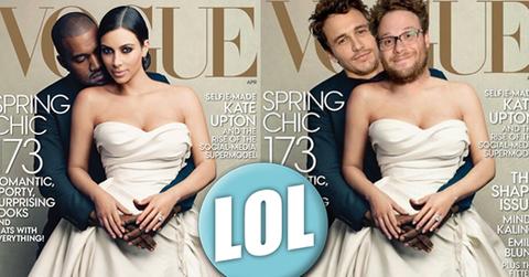 //kim kardashian kanye west seth rogan james franco vogue cover
