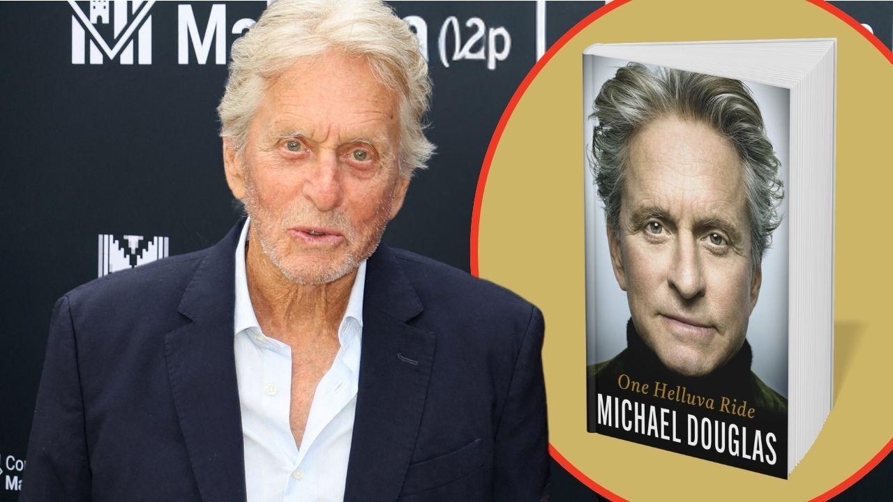 Photo of Michael Douglas and his book 'One Helluva Ride'