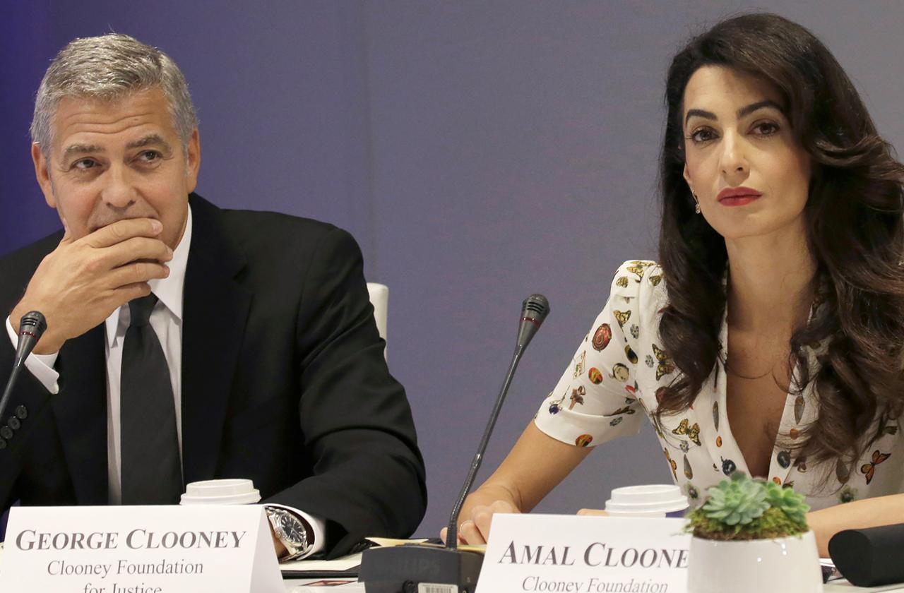 //george clooney amal clooney bomb scares pp