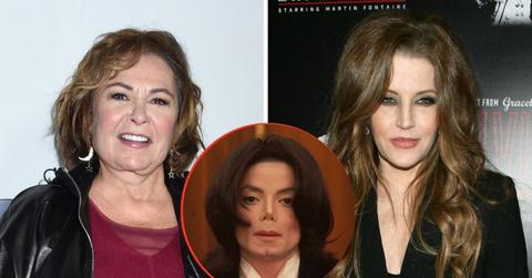 Split image of Roseanne Barr, Michael Jackson, and Lisa Marie Presley