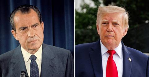 A photo of Richard Nixon alongside a photo of Donald Trump