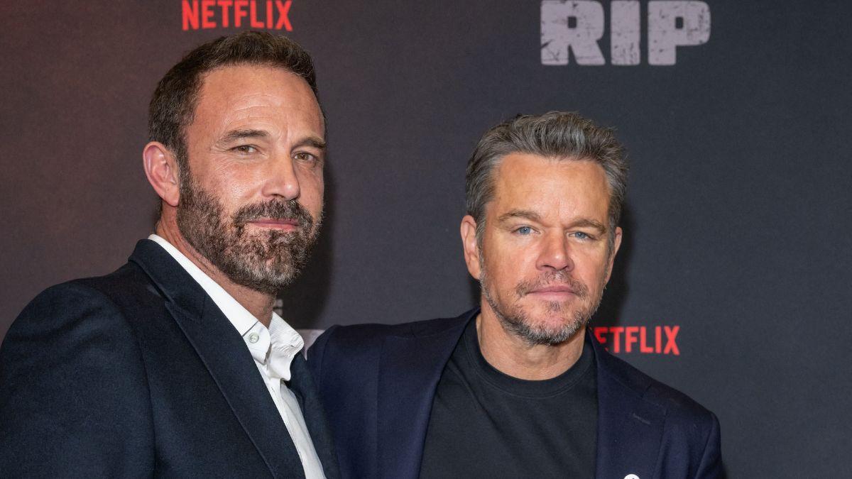 Matt Damon and Ben Affleck at film premiere.