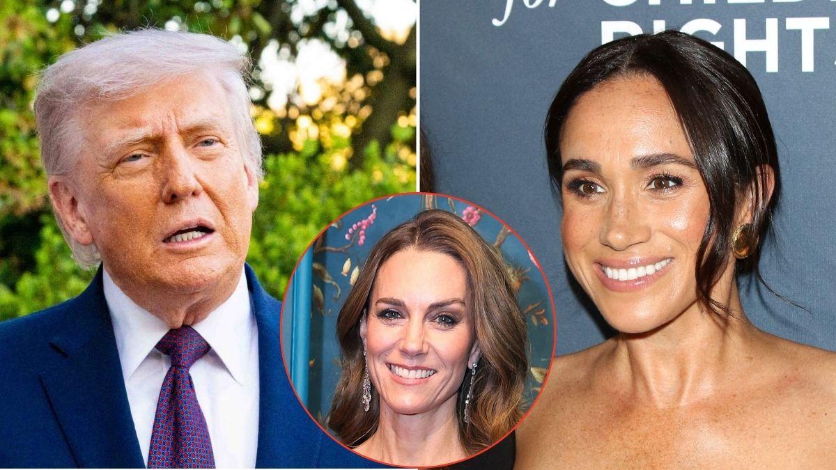 picture of Donald Trump, Meghan Markle and Kate MIddleton
