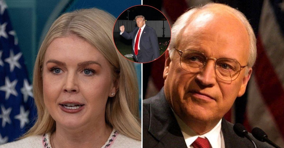 Composite photo of Karoline Leavitt, Donald Trump and Dick Cheney