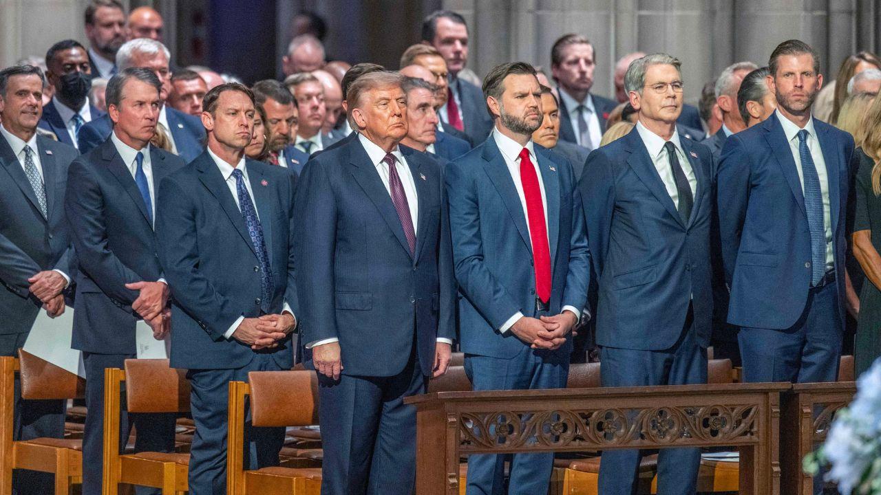 picture of Donald Trump and JD Vance at Lindsey Graham funeral