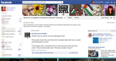 //tsarnaev facebook support