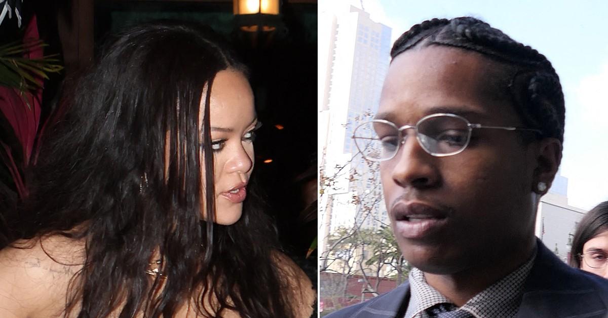 Split photo of Rihanna, A$AP Rocky