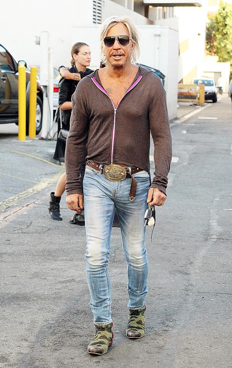 Unrecognizable Mickey Rourke Shows Manhood And Midriff