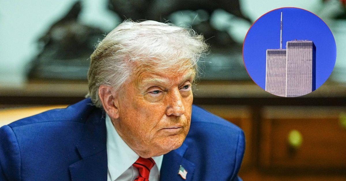 Composite photo of Donald Trump and the World Trade Center