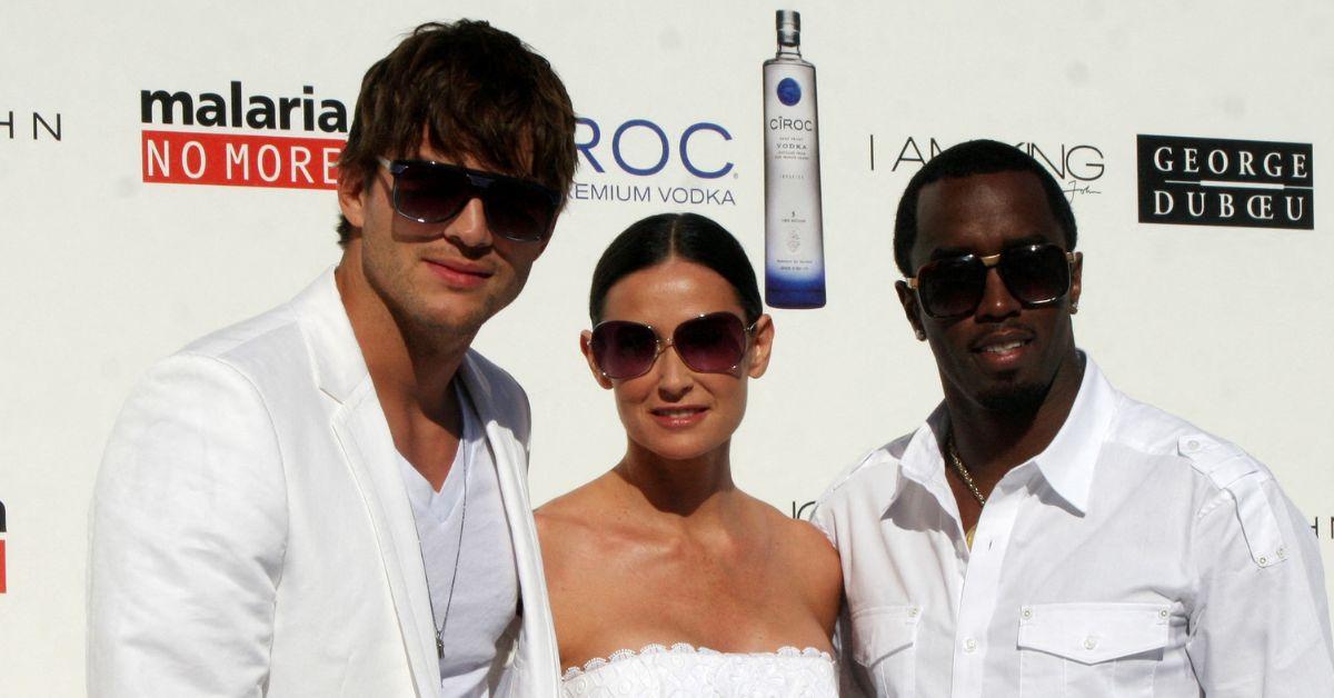 Photo of Ashton Kutcher, Demi Moore, and Sean 'Diddy' Combs