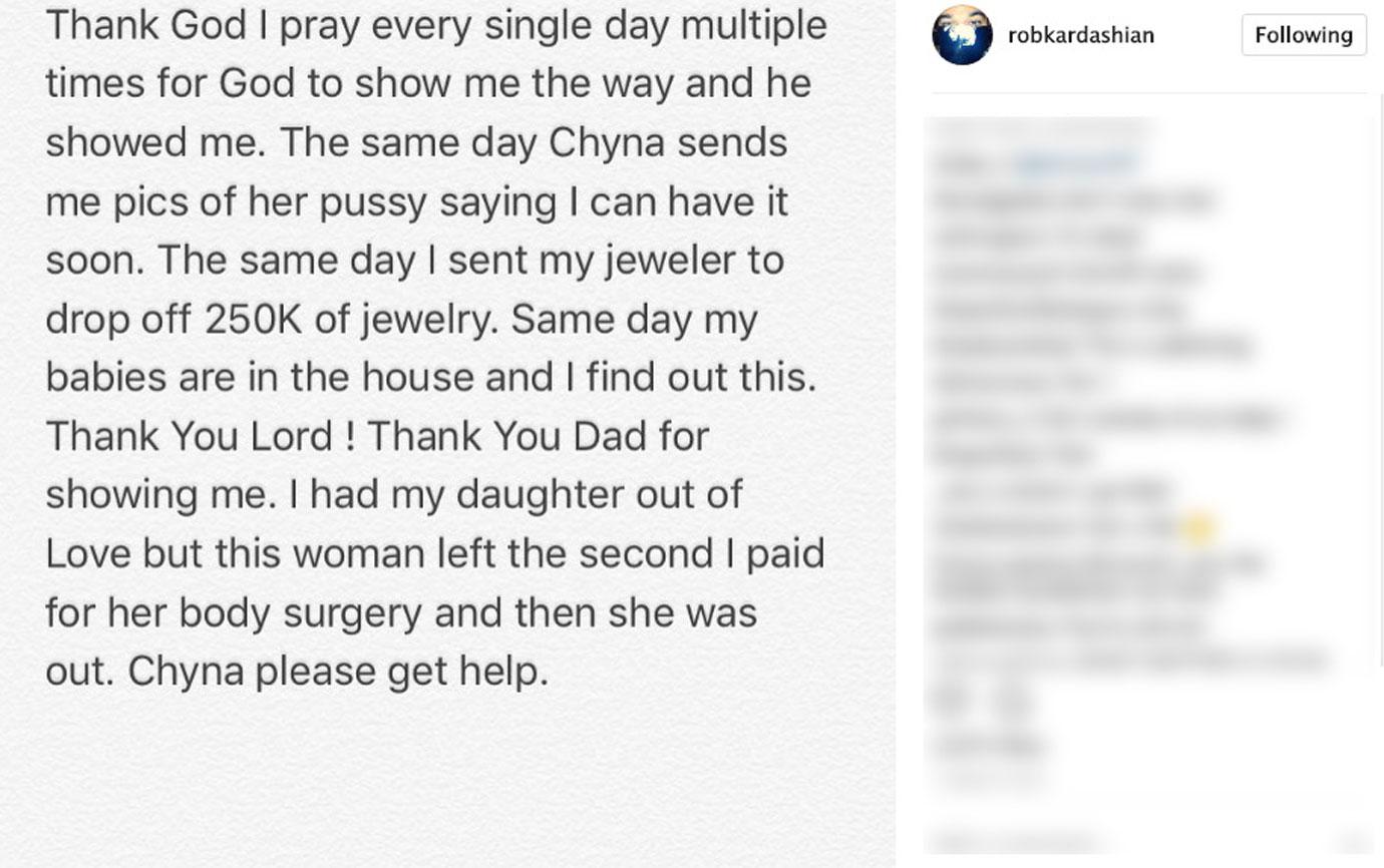 Rob kardashian blac chyna xxx instagram post