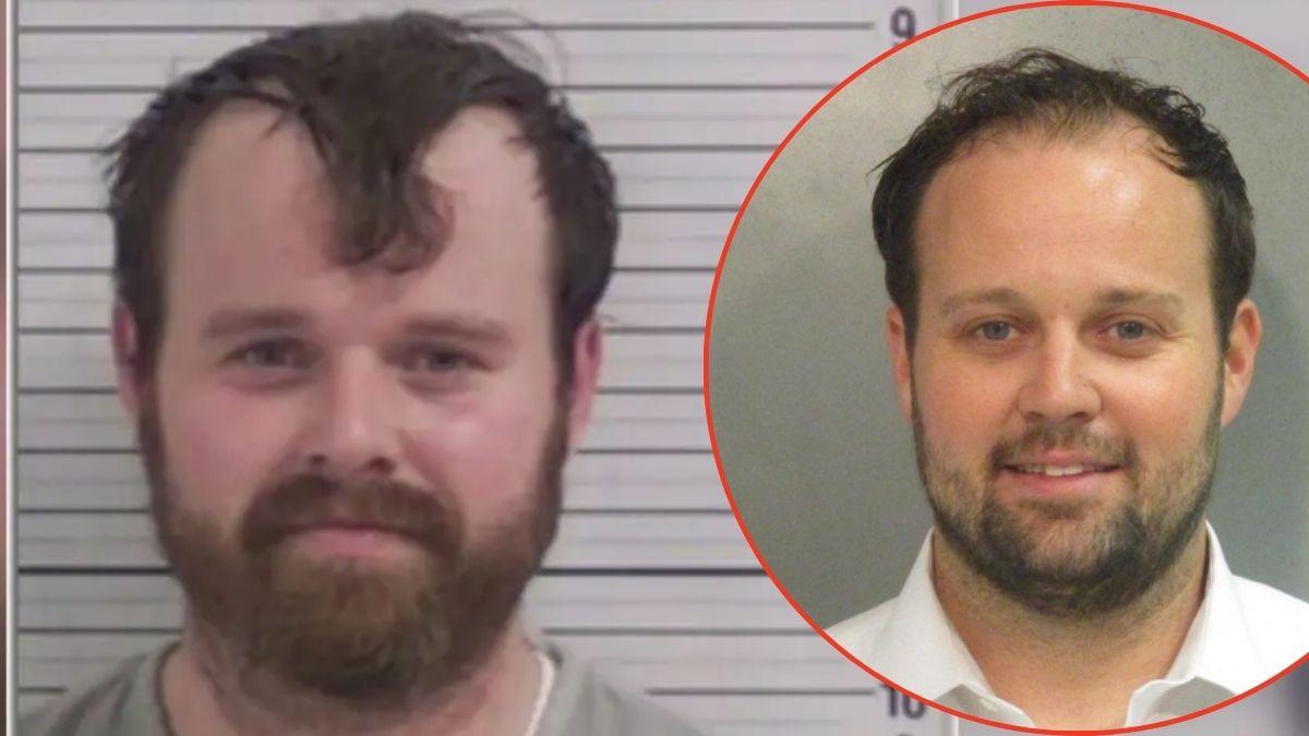 split image of mugshot of Joseph Duggar and mugshot of Josh Duggar