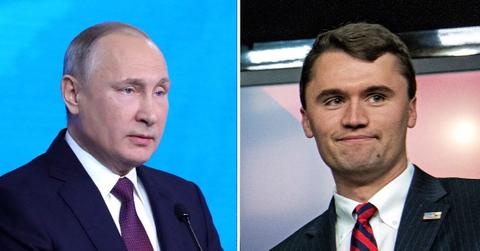 Composite photo of Vladimir Putin and Charlie Kirk.