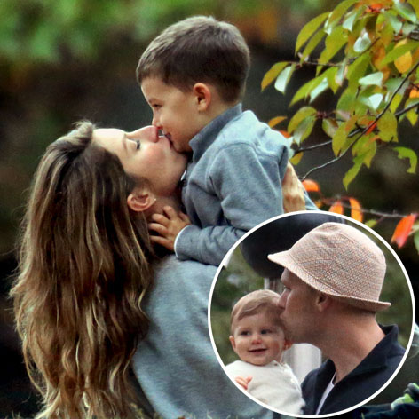 Gisele Bundchen & Tom Brady Have PDA-Packed Day Out With Their Kids