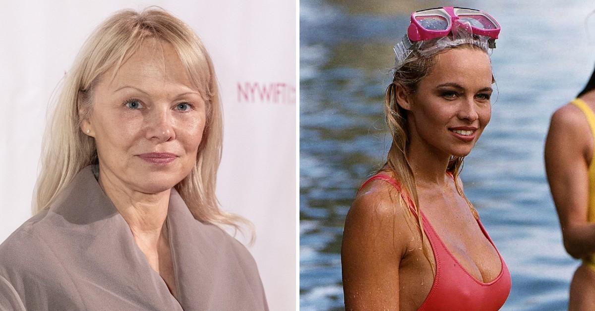 Split photo of Pamela Anderson
