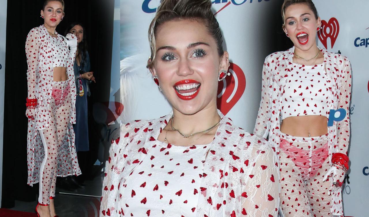 Wardrobe Malfunction Miley Cyrus Flashes Red Underwear In Sheer Outfit 