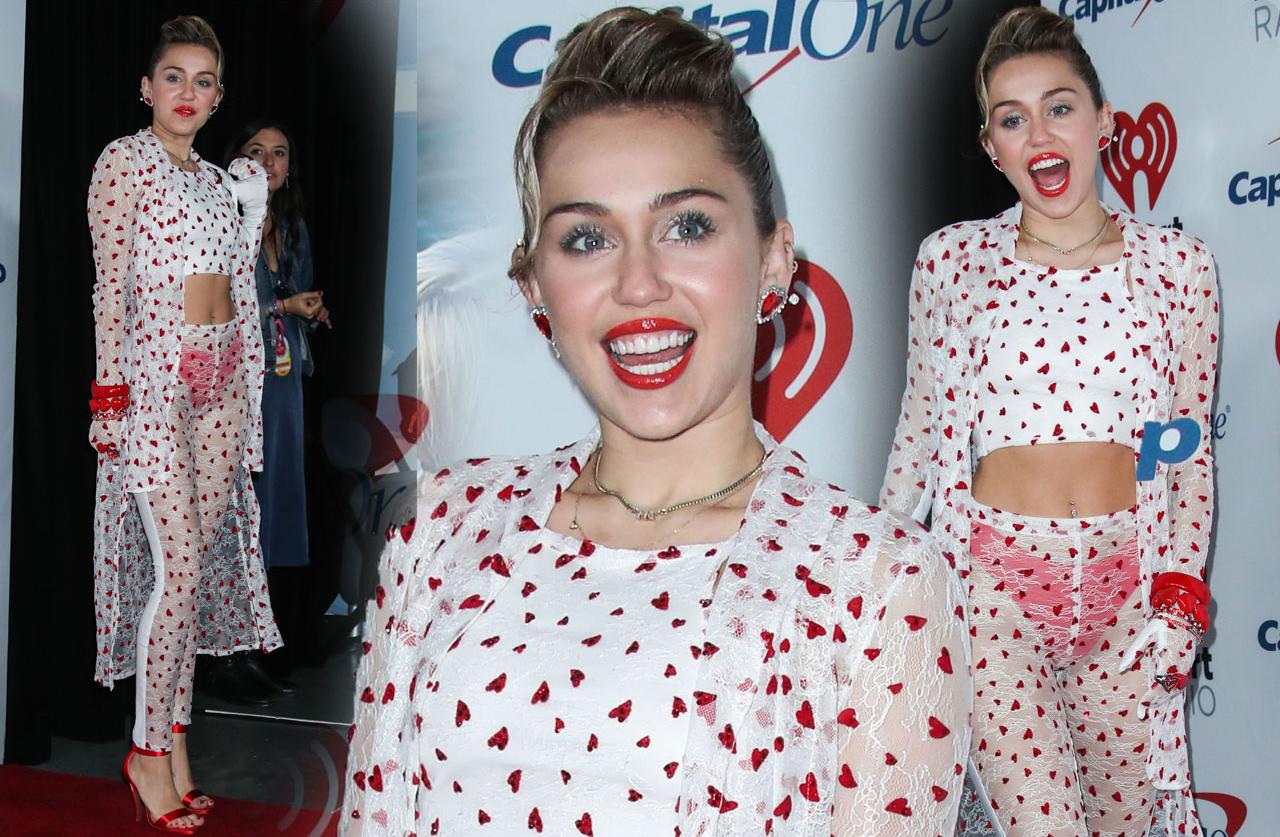 Wardrobe Malfunction Miley Cyrus Flashes Red Underwear In Sheer Outfit 0660
