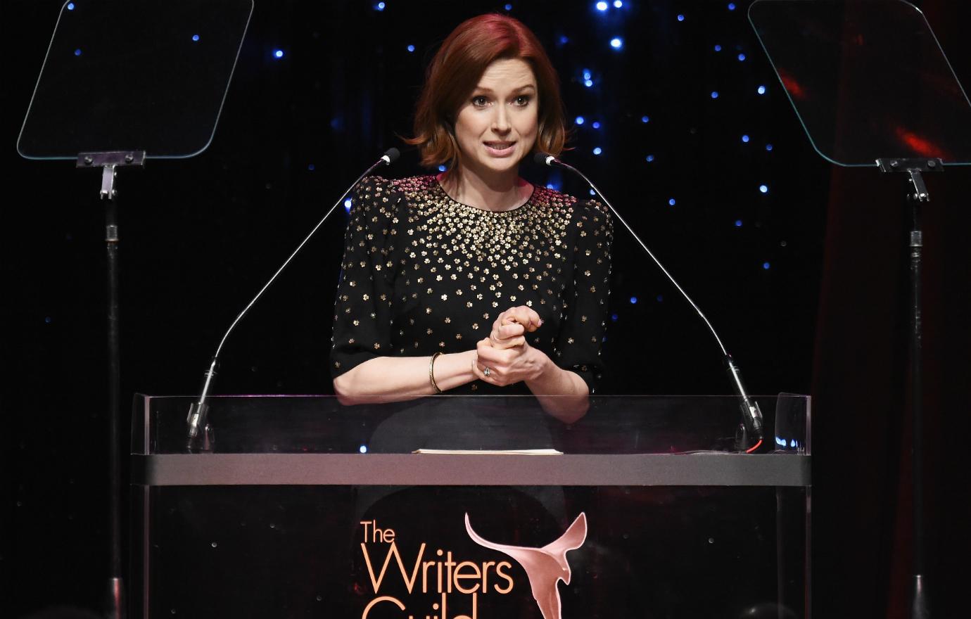 Ellie Kemper speaks onstage during the 71st Annual Writers Guild Awards New York ceremony at Edison Ballroom on February 17, 2019 in New York City.