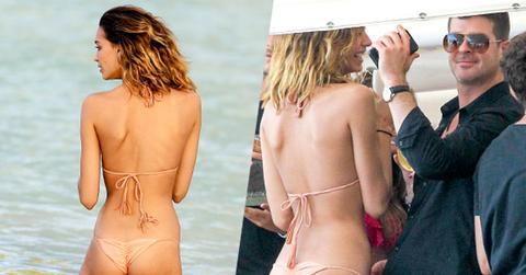 Robin Thicke April Love Geary Dating Bikini Beach Photos