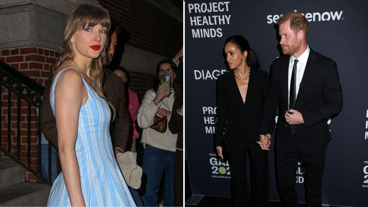 A photo of Taylor Swift alongside a photo of Meghan Markle and Prince Harry