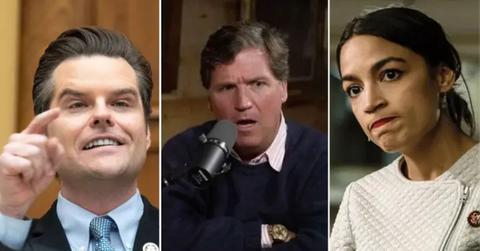 photo of matt gatez, tucker carlson, andrea ocasio-cortez