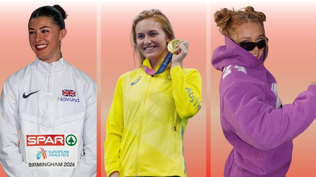 Split photos of Amy Hunt, Ariarne Titmus and Cassidy Gray.