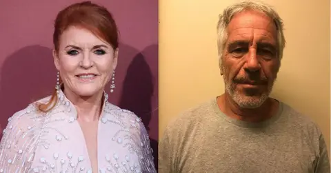 Composite photo of Sarah Ferguson and Jeffrey Epstein