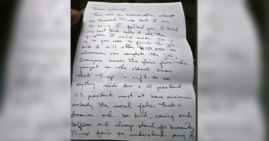 Ryan Routhe Letter Trump's Would-be Assassin Ryan Routh Sentenced to Life in Prison