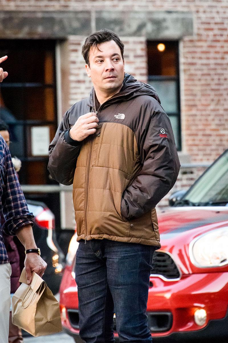 jimmy fallon drinking nbc tonight show watery eyes messy hair nyc