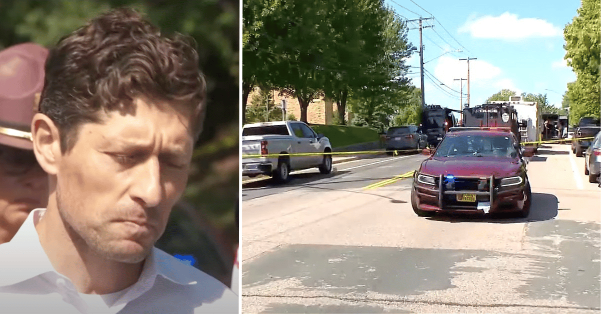 Split photo of Mayor Jacob Frey, Annunciation Catholic School 