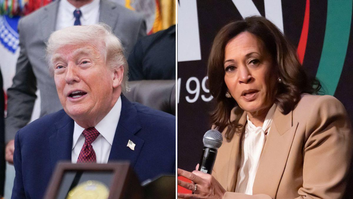 A photo of Donald Trump and Kamala Harris