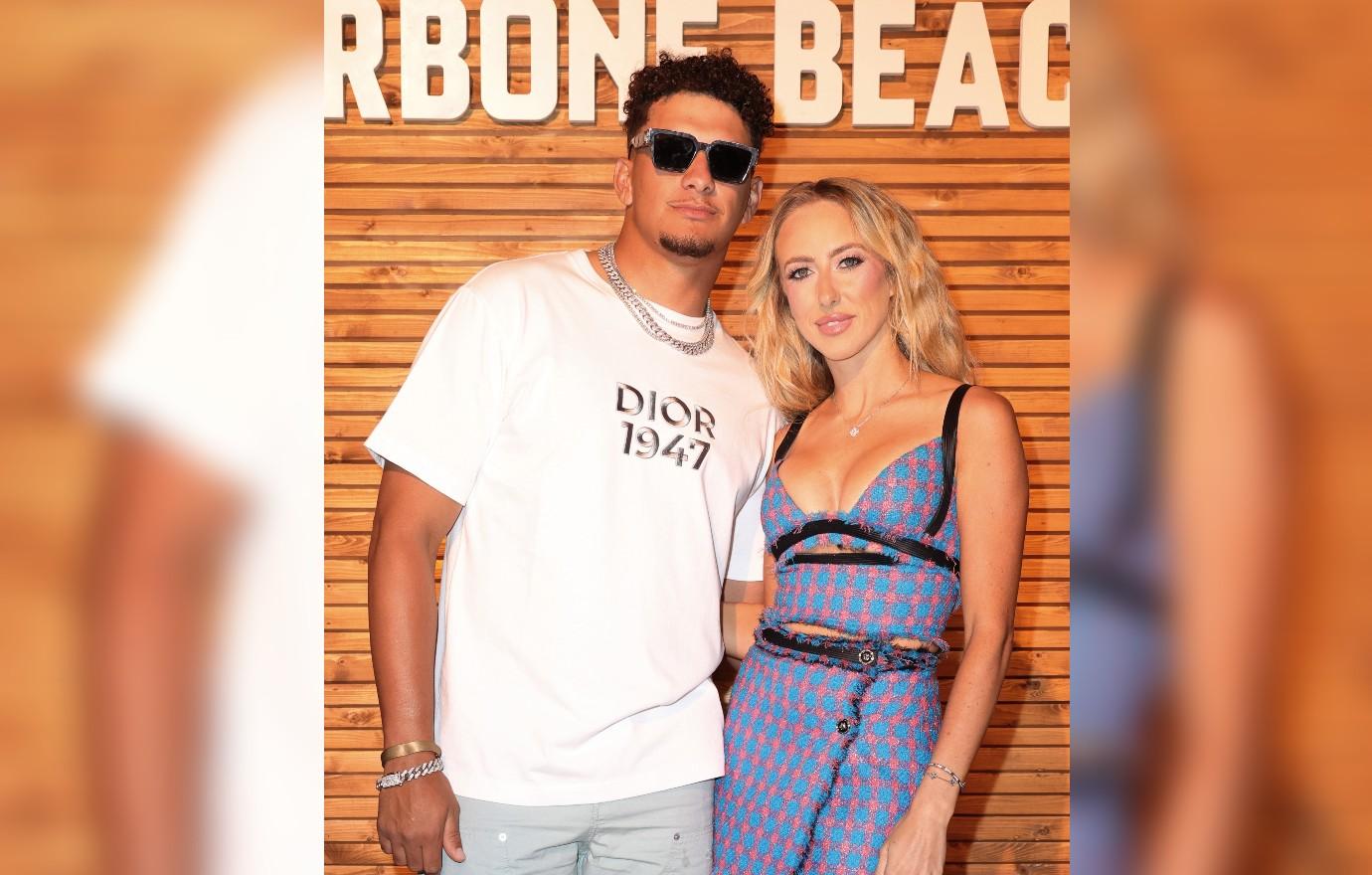 patrick and brittany mahomes at american express presents carbone beach on may   photo credit alexander tamargo getty images