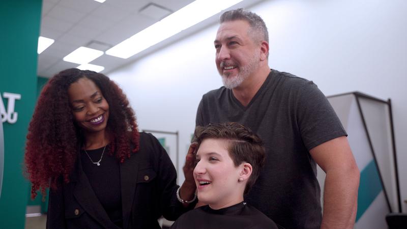 joey and kloey fatone with great clips stylist