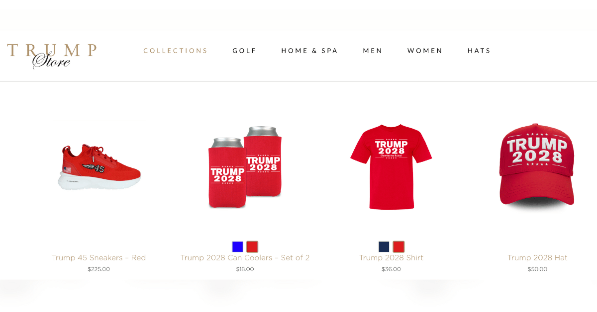 Photo of 'Trump 2028' merchandise