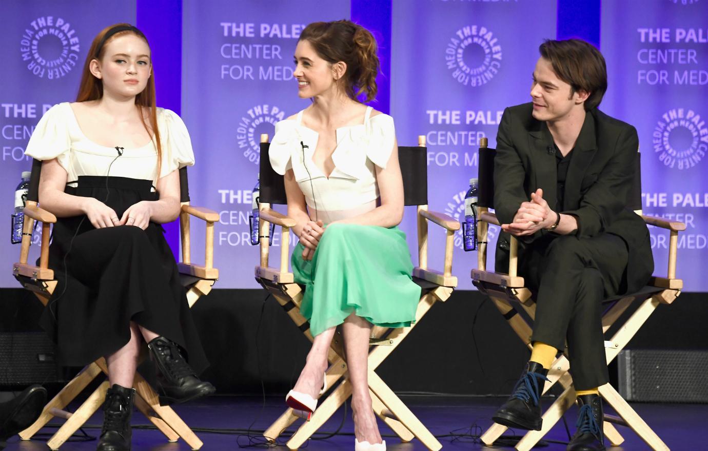 Sadie Sink, Natalia Dyer and Charlie Heaton speak onstage at The Paley Center for Media's 35th Annual PaleyFest Los Angeles - 'Stranger Things' at Dolby Theatre on March 25, 2018 in Hollywood, California.